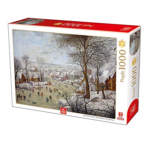 Deico Games 76656 Art Puzzle 1000 pcs Pieter Breughel The Younger Winter Landscape with Skaters and Birds Trap, Multicolor von Deico Games