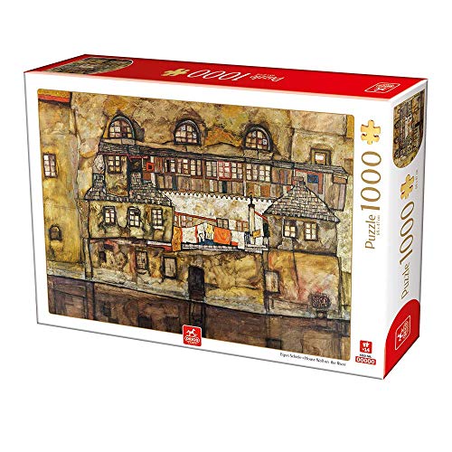 Deico Games 76748 Art Puzzle 1000 pcs Egon Schiele House Wall on The River, Multicolor von Deico Games