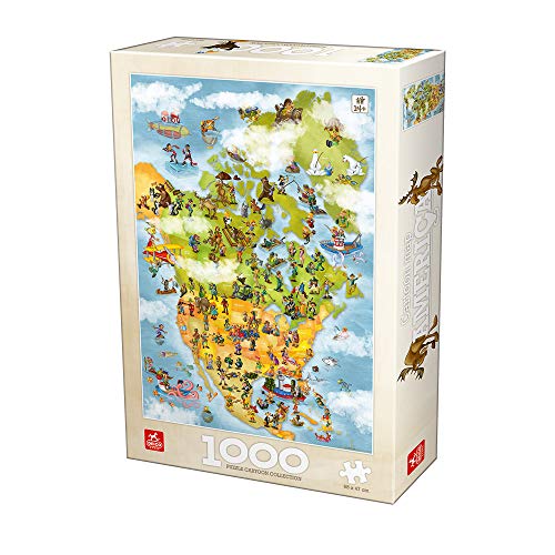 Deico Games 5947502876779 Cartoon Puzzle 1000 North America Map, Multicolor von Deico Games