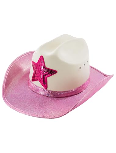 Cowboyhut mit Stern weiß/pink one size von Deiters