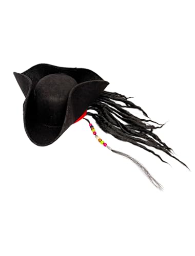 Deiters Hut Pirat mit Haaren schwarz one size von Deiters