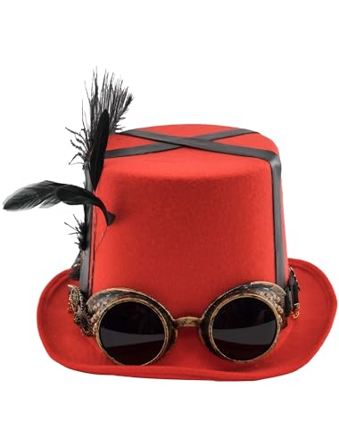 Deiters Hut Steampunk mit Brille rot one size von Deiters