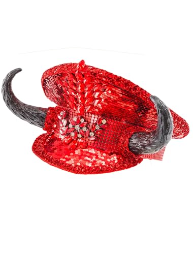Deiters Kappe Pailletten mit Hörnern rot/schwarz one size von Deiters
