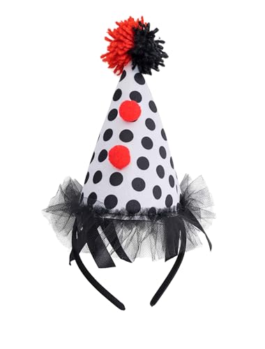 Haarreif Mini Hut Clown schwarz/weiß/rot von Deiters