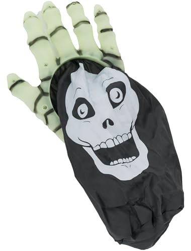 Halloweenhand mit Beutel Totenkopf schwarz/grün von Deiters