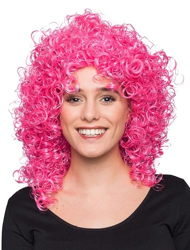 Perücke mittelang Wilde Locken pink one Size von Deiters