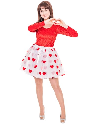 Petticoat Damen weiß mit Herzen rot von Deiters