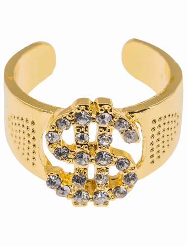 Ring Dollar mit Strasssteinen verstellbar Gold von Deiters