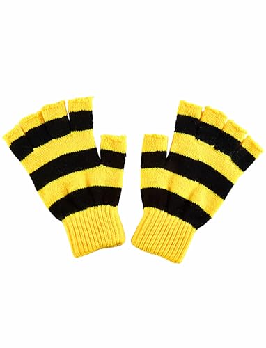 Strickhandschuhe fingerlos schwarz/gelb von Deiters