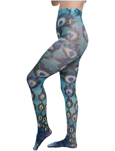Strumpfhose Pfau Animal Print blau/grün one Size Strumpfhose Pfau Animal Print blau/grün one Size von Deiters