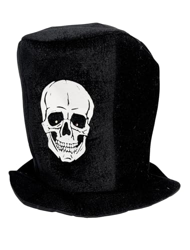 Zylinder schwarz mit Totenkopf leuchtend von Deiters