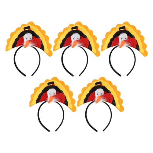 Dekaim 5 Stück Truthahn-Stirnband, Thanksgiving-Party-Haarband, Vielseitig Einsetzbar, Interessanter Urlaubs-Haarreifen für Cosplay, Foto-Requisite von Dekaim