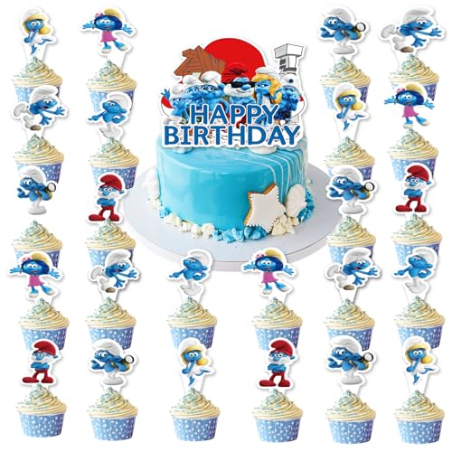 25 Stück Schlümpfe Tortendeko, Smurfs Tortendeko Set, Schlümpfe Kuchen Deko, Cartoon Tortenfiguren Set Kinder Party Geburtstag Kuchen Dekoration für Mädchen Junge 25 Stück Schlümpfe Tortendeko, Smurfs Tortendeko Set, Schlümpfe Kuchen Deko, Cartoon Tortenfiguren Set Kinder Party Geburtstag Kuchen Dekoration für Mädchen Junge von Dekewe