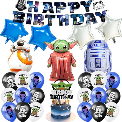 27 Stück S-tar Wars Geburtstagsdeko Folienballon Set, Cute Kindergeburtstag Deko, Cartoon Luftballons Geburtstag Dekoration Set für Kinder Jungen Mädchen Star Krieg Themenpartys Dekorationen 27 Stück S-tar Wars Geburtstagsdeko Folienballon Set, Cute Kindergeburtstag Deko, Cartoon Luftballons Geburtstag Dekoration Set für Kinder Jungen Mädchen Star Krieg Themenpartys Dekorationen von Dekewe