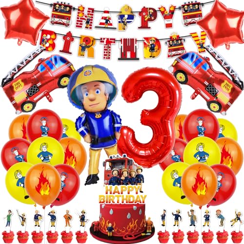 38 Stück Feuerwehr Geburtstag Deko, Feuerwehrmann Luftballons Partyset, Kindergeburtstag Luftballons mit Tortendeko, Feuerwehr Geburtstagsdeko für 3 Jahre Junge und Mädchen Party Dekoration 38 Stück Feuerwehr Geburtstag Deko, Feuerwehrmann Luftballons Partyset, Kindergeburtstag Luftballons mit Tortendeko, Feuerwehr Geburtstagsdeko für 3 Jahre Junge und Mädchen Party Dekoration von Dekewe