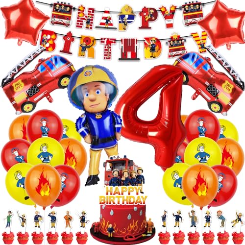 38 Stück Feuerwehr Geburtstag Deko, Feuerwehrmann Luftballons Partyset, Kindergeburtstag Luftballons mit Tortendeko, Feuerwehr Geburtstagsdeko für 4 Jahre Junge und Mädchen Party Dekoration 38 Stück Feuerwehr Geburtstag Deko, Feuerwehrmann Luftballons Partyset, Kindergeburtstag Luftballons mit Tortendeko, Feuerwehr Geburtstagsdeko für 4 Jahre Junge und Mädchen Party Dekoration von Dekewe