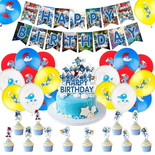 46 Stück Smurfs Geburtstagsdeko Set, Schlümpfe Kindergeburtstag Deko, Cartoon Luftballons Geburtstag Dekoration Set für Kinder Jungen Mädchen Schlümpfe Themenpartys Dekorationen 46 Stück Smurfs Geburtstagsdeko Set, Schlümpfe Kindergeburtstag Deko, Cartoon Luftballons Geburtstag Dekoration Set für Kinder Jungen Mädchen Schlümpfe Themenpartys Dekorationen von Dekewe
