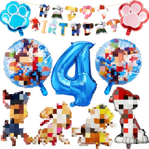 Geburtstag Deko für Jungen Mädchen, 4 jahre Luftballon Geburtstag, Ballon Party Set mit Alles Gute banner von Dekewe