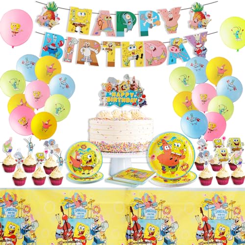 75 Pcs Spongebob Gebutstag Deko Partygeschirr, Geburtstag Party Set, Cartoon Geschirr mit Ballons, Tellers, Serviettes, Tortendeko, Kindergeburtstag Deko Geschirr für Junge Mädchen Party Dekorationen 75 Pcs Spongebob Gebutstag Deko Partygeschirr, Geburtstag Party Set, Cartoon Geschirr mit Ballons, Tellers, Serviettes, Tortendeko, Kindergeburtstag Deko Geschirr für Junge Mädchen Party Dekorationen von Dekewe