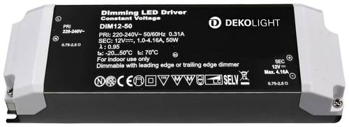 Deko Light BASIC, DIM, CV 12V 12-50W LED-Treiber Konstantspannung 50W 1000 - 4610mA 12V 1St. von Deko Light