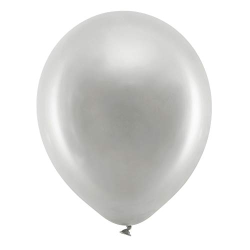 100 Stück Rainbow Luftballons Metallic in Silber 23cm Partyzubehör Ballons von DekoHaus