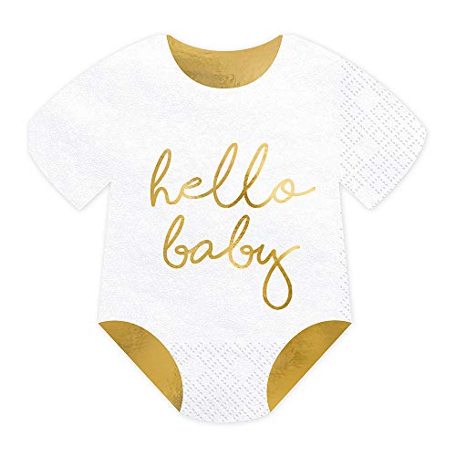 20 Stück Papierservietten Strampler in Weiß Hello Baby 3-lagig von DekoHaus