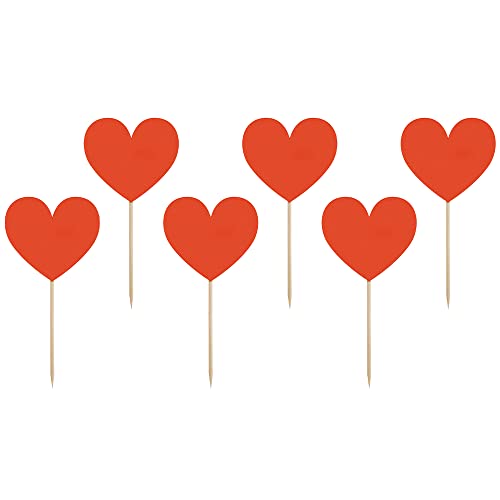 6 Stück Cupcake Topper Herzen in Rot 11cm von DekoHaus