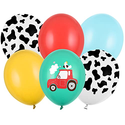 6 Stück Strong Luftballons Set Farm 30cm Partyzubehör von DekoHaus