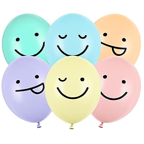 6 Stück Strong Luftballons Set Smileys 30cm Partyzubehör von DekoHaus