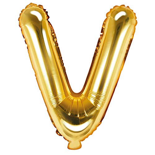 Folienballon Buchstabe V Höhe 35 cm Gold Partyballon von DekoHaus
