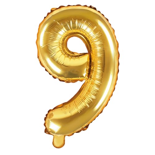 DekoHaus Folienballons Buchstaben / Zahlen Höhe 35 cm Farben: Gold oder Silber (9, Gold) von DekoHaus