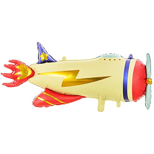 DekoHaus Folienballon Flugzeug 91x39 cm – Helium & Luft Ballon Flugzeug für Kindergeburtstag, Partydeko Jungen, Piloten Motto, Abenteuer & Reise Party, Karneval, Ballondeko von DekoHaus