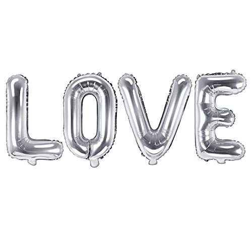Folienballon Love in Silber 140x35cm Partyzubehör von DekoHaus