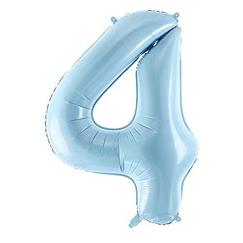 Folienballon Zahl 4 in Blau 86cm Partyzubehör von DekoHaus
