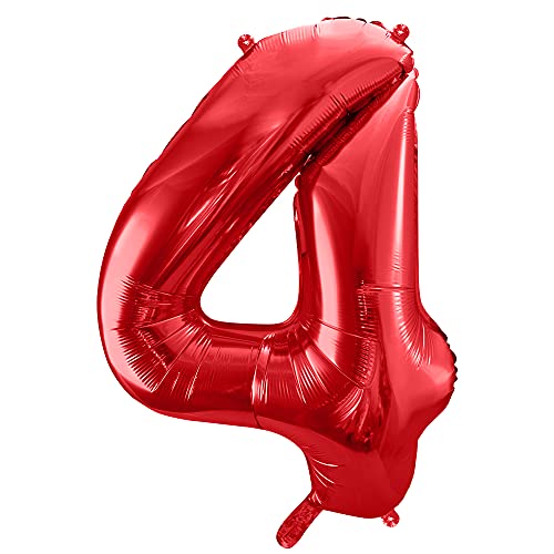 Folienballon Zahl 4 in Rot 86cm von DekoHaus