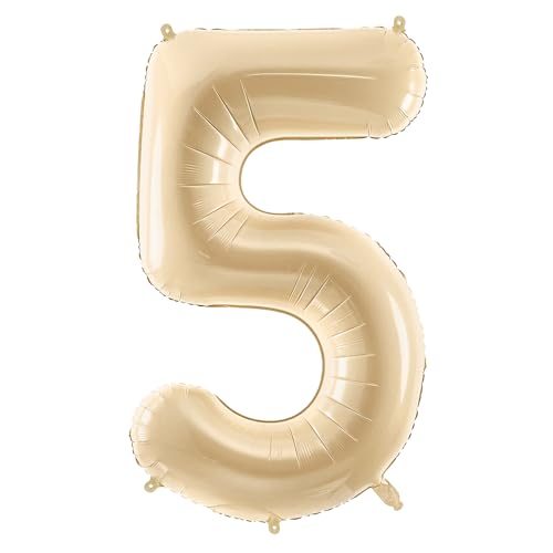 Folienballon Zahl 5 in Beige 72cm von DekoHaus