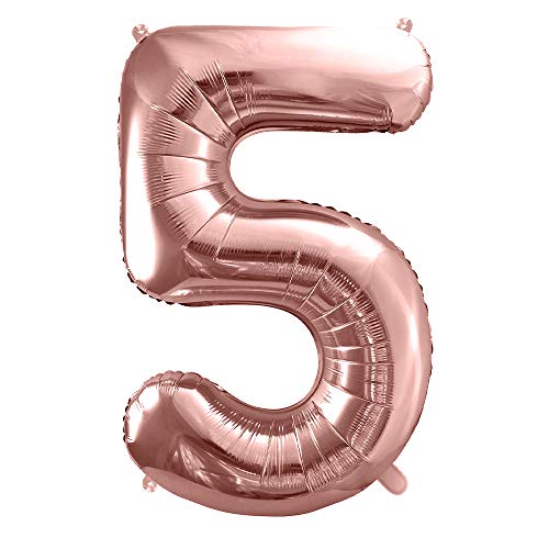 Folienballon Zahl 5 in Roségold 86cm Partyzubehör von DekoHaus