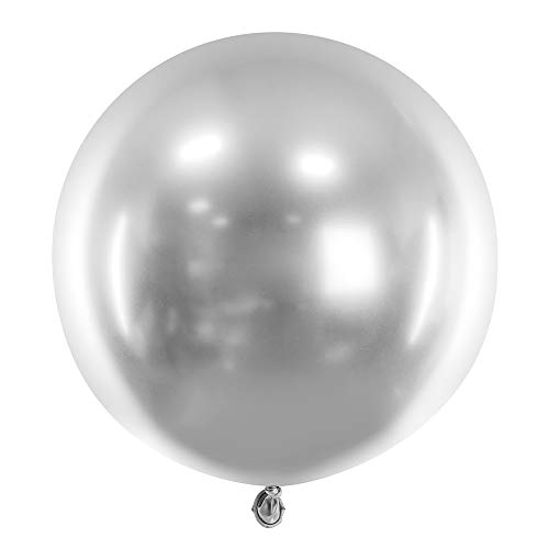 Glossy Runde Luftballon in Silber 60cm Chrom-Ballons von DekoHaus