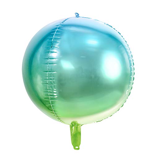 Ombre Folienballon Kugel in Blau-Grün, Größe: 35cm, Helium Ballon Geburtstag Dekoration von DekoHaus
