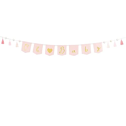 Stoffbanner Oh Baby in Hellrosa mit Fransen 2,5m Stoffbanner Oh Baby in Hellrosa mit Fransen 2,5m von DekoHaus