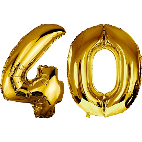 DekoRex Folienballon Gold 100cm Geburtstag Jubiläum Hochzeit Deko (Zahl 40) von DekoRex
