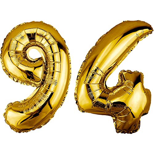 DekoRex Folienballon Gold 82cm Geburtstag Jubiläum Hochzeit Deko (Zahl 94) von DekoRex