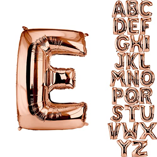 DekoRex Folienballon Rosegold 100cm Luftballon Geburtstag Hochzeit Deko (Buchstabe E) von DekoRex