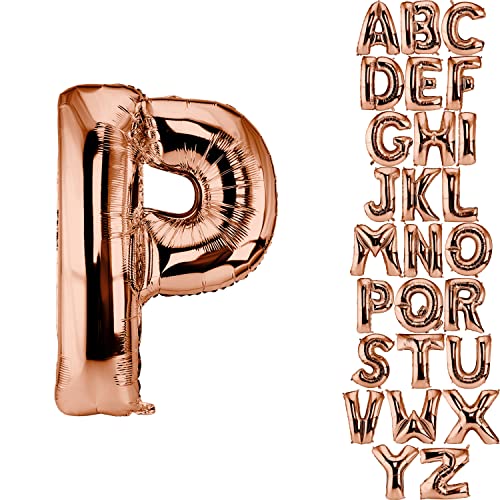 DekoRex Folienballon Rosegold 100cm Luftballon Geburtstag Hochzeit Deko (Buchstabe P) von DekoRex