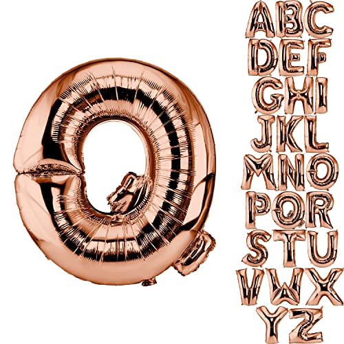 DekoRex Folienballon Rosegold 100cm Luftballon Geburtstag Hochzeit Deko (Buchstabe Q) von DekoRex