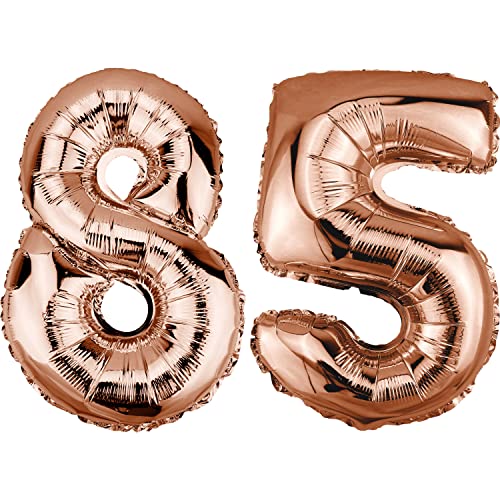 DekoRex Folienballon Rosegold 40cm Geburtstag Jubiläum Hochzeit Deko (Zahl 85) von DekoRex