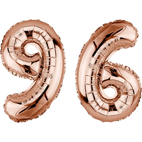 DekoRex Folienballon Rosegold 40cm Geburtstag Jubiläum Hochzeit Deko (Zahl 96) von DekoRex