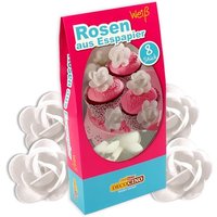 Oblaten Rosen weiß, 8 weiße Röschen aus Esspapier, je 4 cm Oblaten Rosen weiß, 8 weiße Röschen aus Esspapier, je 4 cm von Dekoback GmbH