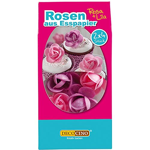 Dekoback Esspapier-Rosen, 8er, lila u. rosa von Dekoback