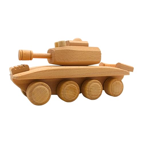 Nachhaltiger Holz - Panzer, Holzauto, Dekoauto, Kettenpanzer, Kettenfahrzeug als Modellauto aus Holz, L/B/H 20 x 7 x 10 cm. von Dekohelden24